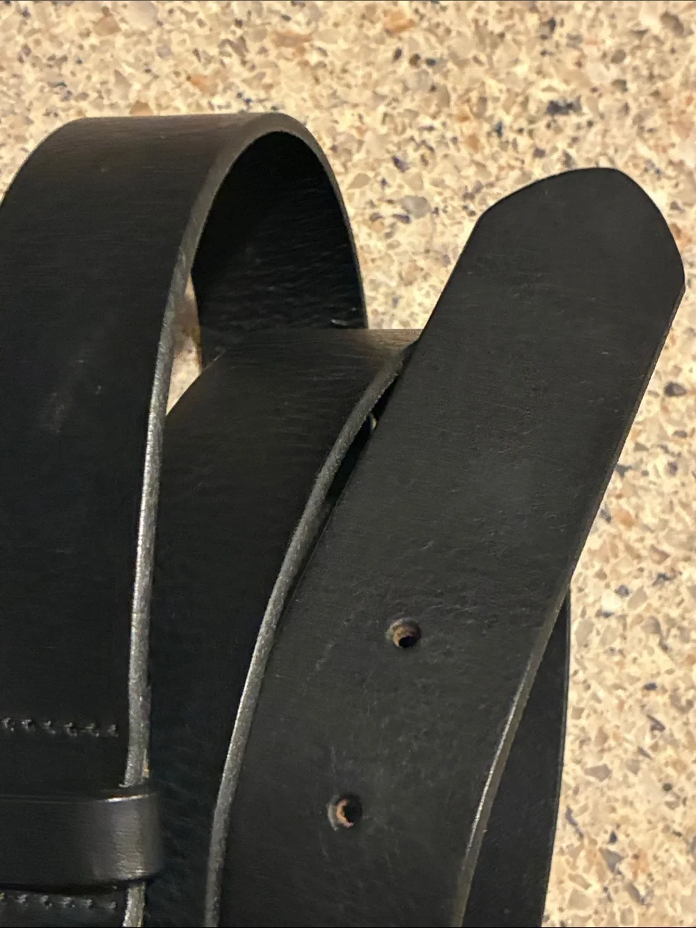J. Crew Vintage Black Leather Men's Belt with Metal Buckle. Made in USA